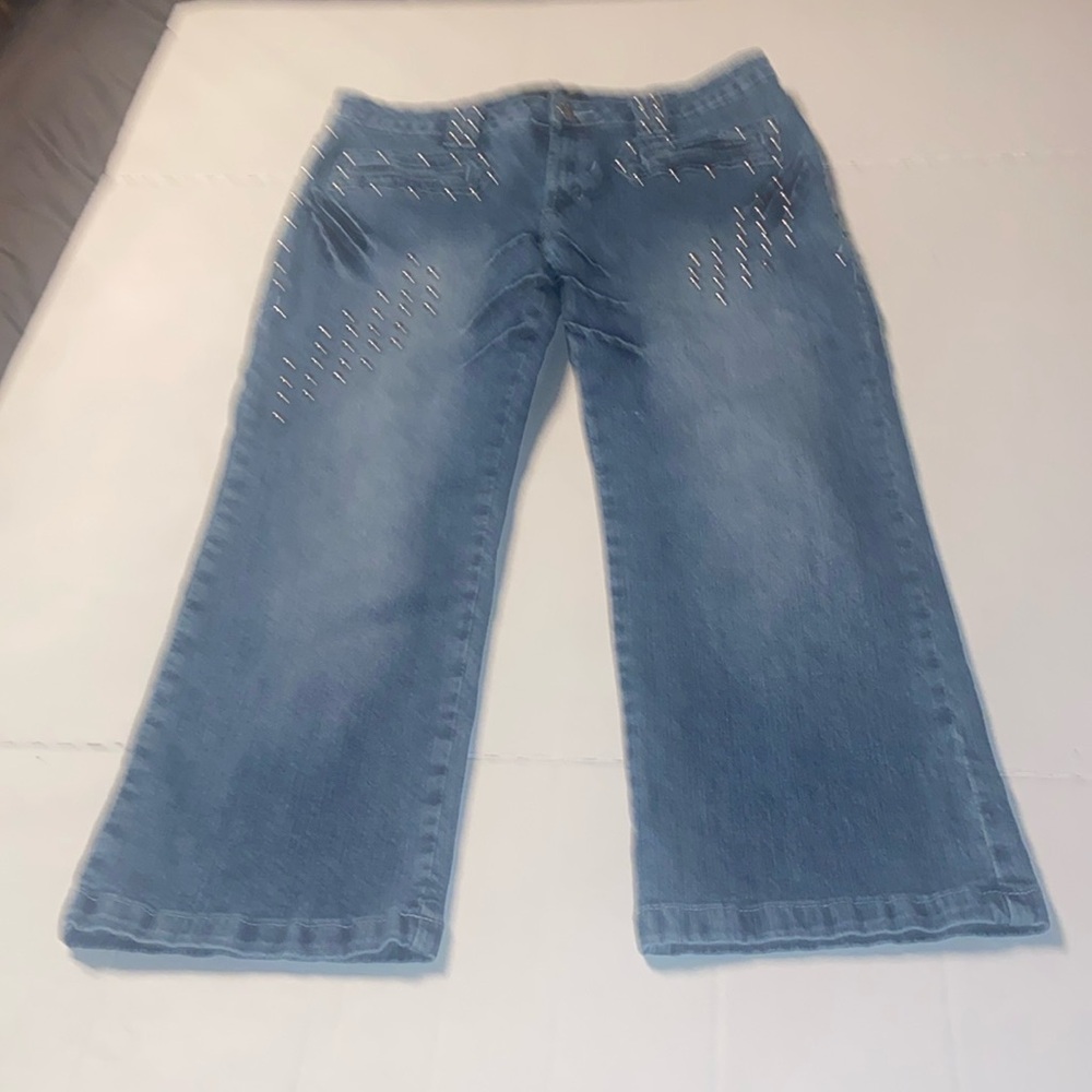 Platinum Plush Capri biker 🏍️ jeans size 11